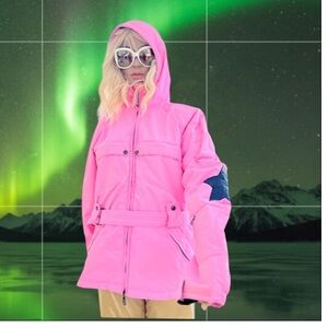 Jet Set JSX Hot Pink Ski Jacket Black Stars
